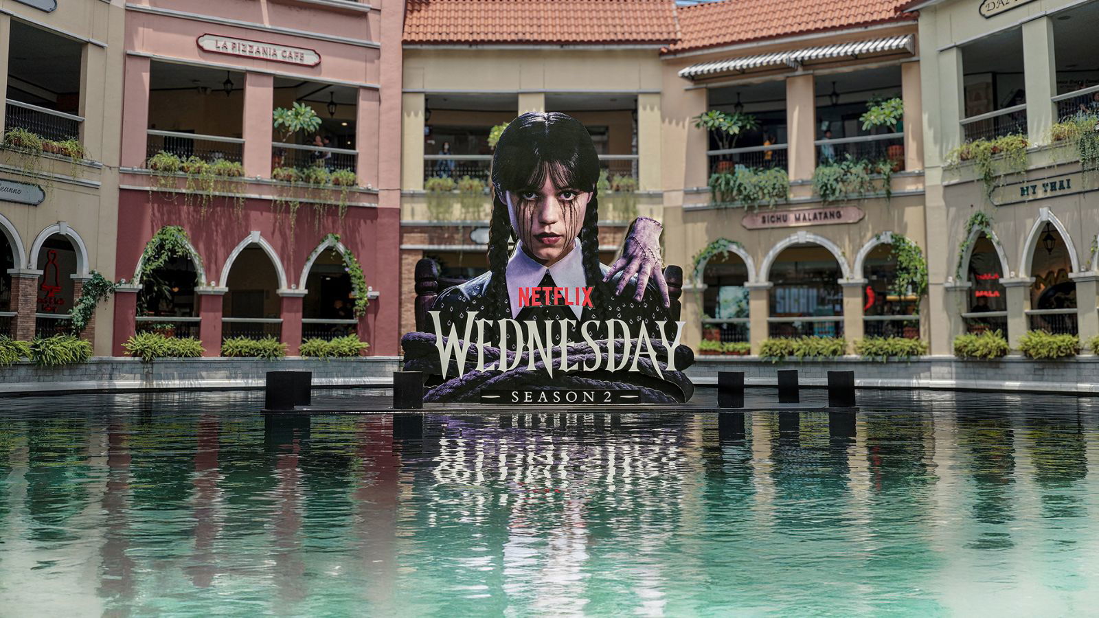 Netflix brings Wednesday's black tears to life through eerie Grand Canal activation
